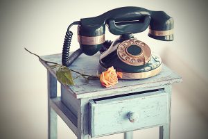 Vintage telephone on table